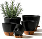 7/6.5/6/5.5/5 Inch Self Watering Pots, Plastic Flower Pots with Multi Mesh Drainage Holes and Deep Reservoir for Indoor Outdoor Garden Plants and Flowers (Black, 5/5.5/6/6.5/7)