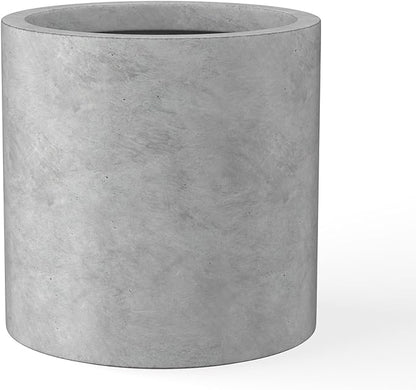Kante 12.6" Dia Round Concrete Planter, Modern Style Large Cylindrical Plant Pot with Drainage Hole and Rubber Plug for Indoor Outdoor Patio, Natural Concrete