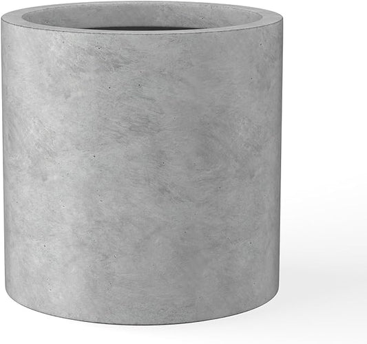 Kante 12.6" Dia Round Concrete Planter, Modern Style Large Cylindrical Plant Pot with Drainage Hole and Rubber Plug for Indoor Outdoor Patio, Natural Concrete