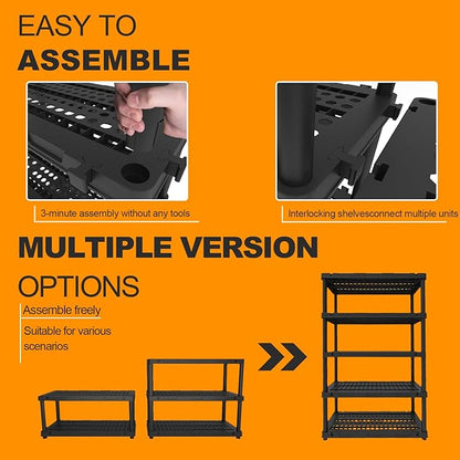 Plastic Storage Shelves, Plastic Heavy Duty Shelves 16.93" D x 35.43" W x 72.44" H,5-Tier Garage Storage Shelving, Shelving Units and Storage