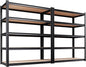 AOARGG Set of 2 Garage Shelving Heavy Duty Storage Shelves, Metal Adjustable Shelving Unit, Utility Garage Organizer Shelf for Basement, Pantry, Kitchen, Warehouse, 19.7" Dx45.6 Wx78 H, Black