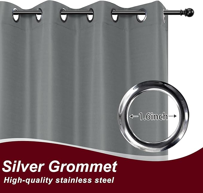 HolidayIdeas Grommet Top Outdoor Curtains for Patio Waterproof 8 Pcs All Weather Balcony Outside Curtain Panels for Apartments, Gazebo, Pergolas, Porch, 54x120 Inch, Grey