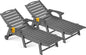 Ciokea Outdoor Chaise Lounge Chair Set of 2, Patio Lounge Chairs for Outside, HDPE Lounge Chairs with Wheels & Cup Holder, Poly Lounge Chair with 5 Position for Poolside, Deck, Dark Grey