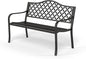 Sophia & William Outdoor Bench, 50 inches Metal Garden Bench, Cast Iron Park Benches for Outside with Floral Backrest and Straight Legs for Porch Yard Lawn Deck,Black