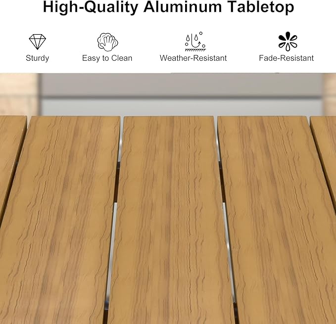 PURPLE LEAF 7 Pieces Patio Dining Set with Outdoor Aluminium Dining Table and Woven Chairs Modern Metal Furniture Cushions Sets for Garden Yard Indoor Decor Kitchen Teak