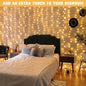 Curtain String Lights, 600 LED Warm White, 19.6 ft with Remote