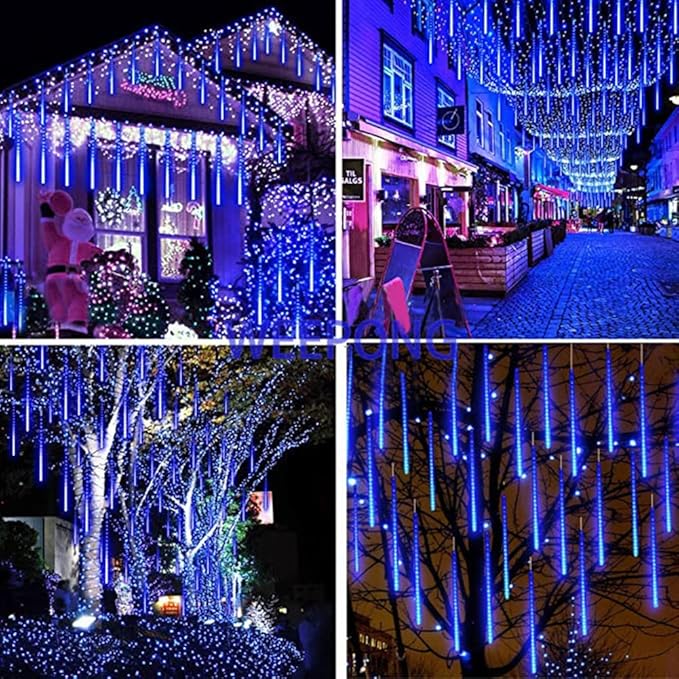 String Lights, 32-Tube Blue Meteor Shower with 768 LEDs