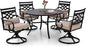 Sophia and William Swivel Patio Dining Set for 4, Outdoor Table and Chairs, Removable Seat Cushions, Black 42" Round Patio Dining Table