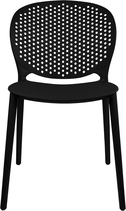 Patio Dining Chairs, Set of 2 Black Stackable Plastic Chairs