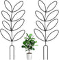 2 Pcs Plant Trellis Indoor, Plant Support for Climbing, 12 Inch Small Plant Stakes for Indoor Plants, Trellis for Climbing Plants Garden Potted (Leaf Shape Black)