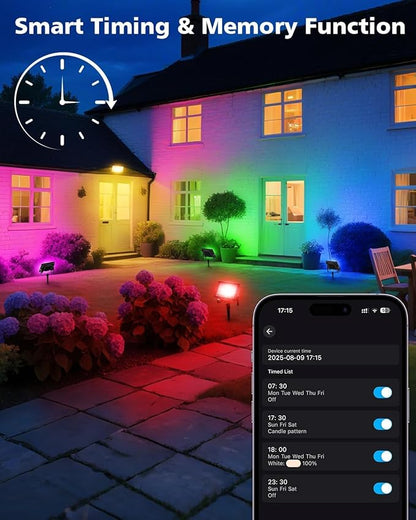 T-SUN Christmas LED Flood Light, 30W RGBCW Dimmable Outdoor Smart Lights, Color Changing LED Light with Remote & APP Control Waterproof Up Lights, Music Sync Stage Spot Light for House, Party (4 Pack)