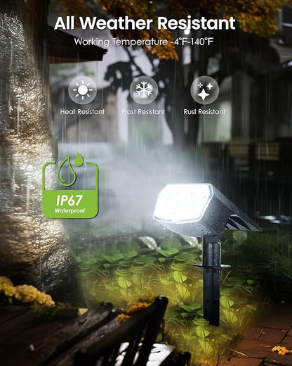 Solar Spot Lights Outdoor IP67 Waterproof 6 Pack, 63 LED 3 Modes Solar Landscape Spotlights for Yard Garden Pathway Wall House Garage (Cool White)