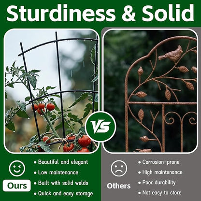 4 Pack 43'' Indoor Plant Trellis for Potted Plants Climbing Outdoor Metal Garden Trellis Houseplants Flowers Vine Ivy,Fan Shape, Black