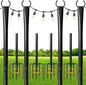 4 Pack String Light Poles for Outdoor,Metal Light Hanging Pole Outside with Fork,Light Stand for Patio, Pergola, Garden, Backyard, Yard, Camping Party (4 Pack)