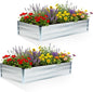 DUMOS Raised Garden Bed Outdoor, 2 Pcs 6x3x1ft Planter Box Outdoor for Deep-Rooted Herbs/Flowers/Vegetables, Large Metal Garden Bed for Patio, Balcony and Backyard, Silver