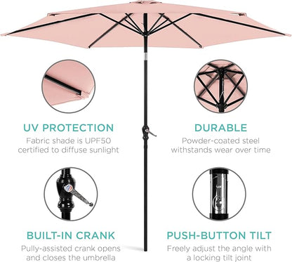 Best Choice Products 10ft Outdoor Table Compatible Steel Polyester Market Patio Umbrella w/Crank and Easy Push Button Tilt