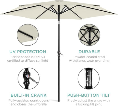 Best Choice Products 10ft Outdoor Table Compatible Steel Polyester Market Patio Umbrella w/Crank and Easy Push Button Tilt