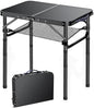 Outdoor Side Table, Portable 3 Adjustable Height Small Outdoor Folding Table, Aluminum Foldable Patio Side Tables for Outside Indoor, Plant Stand Coffee End Table for Pool, Porch,Garden(Black)
