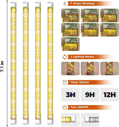 Bamworld Plant Stands with Grow Light Indoor 4 Sets Plant Shelves Outdoor Wooden Plant Holder for Multiple Plants Flower Stands Window Warm Light