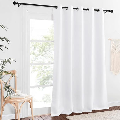 NICETOWN Patio Blackout Curtain Panels - Extra Wide Sliding Door Thermal Insulated Drape, Privacy Room Divider Curtain for Bedroom Office (White, 66 x 118 Inch Long)