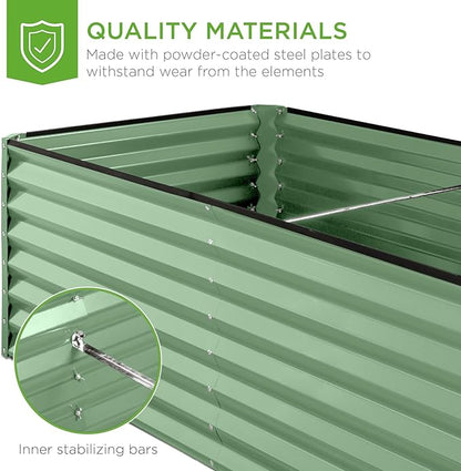 Best Choice Products 6x3x2ft Outdoor Metal Raised Garden Bed, Deep Root Box Planter for Vegetables, Flowers, Herbs, 269 Gallon Capacity, 100% Non Toxic Materials - Sage Green