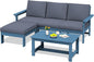 SERWALL Outdoor Sectional Sofa Set, 5-piece Outdoor Modula Couch Set with Ottoman, All Weather Patio Furniture Set with Chaise for Deck, Lawn, Blue Frame with Gray Cushion