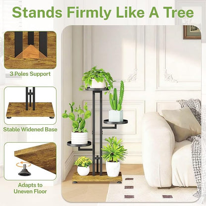 iDavosic.ly 3 Tier Plant Stand Indoor Outdoor, Tiered Corner Multiple Flower Pot Holder Shelf, Metal 28 Inch Tall Display Rack for Patio Porch Living Room Garden Balcony Bedroom, Black