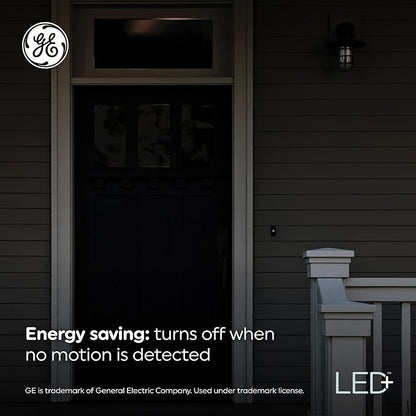 GE LED+ Motion Sensor LED Light Bulbs, 12W, Outdoor Security Lights, A21, Warm White (2 Count)(Pack of 4)