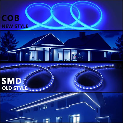 AC 110V COB LED Strip Lights Outdoor Waterproof 65.6ft, Blue Super Bright 200W LED Rope Light, IP65 Flexible Cuttable, for Bedroom Garden Commercial House Gaming Room Decor