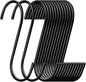30 Pack 3.7 inch Length S Hooks Black Steel S Shaped Hooks for Hanging Jeans Pans Pots Plants Bags Towels Kitchen Closet Hooks Hanger, Fit The Rod Dia Less than1 inches