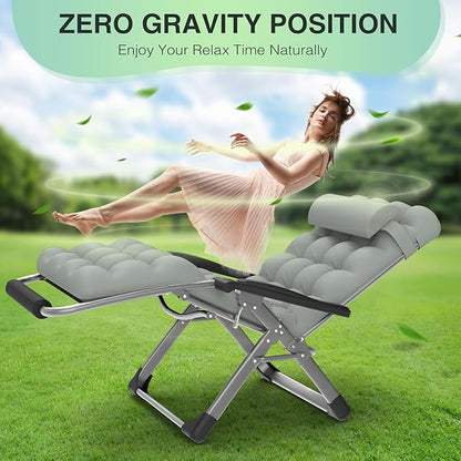 Suteck Oversized Zero Gravity Chair,29In XL Lounge Chair w/Removable Cushion&Headrest, Reclining Camping Chair w/Upgraded Lock and Footrest, Reclining Patio Chairs Recliner for Indoor Outdoor