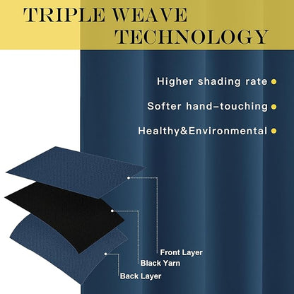 NICETOWN Moroccan Blue Blackout Curtains 84 inch Length, Grommet Top Room Darkening Drapes for Bedroom Living Room, Light Blocking Window Covering for Privacy (W66 x L84 Inch, 1 Panel)