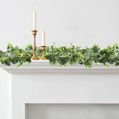 Artificial Eucalyptus Garland, 2 Pack, 5.9 Ft Green Faux Greenery Vine