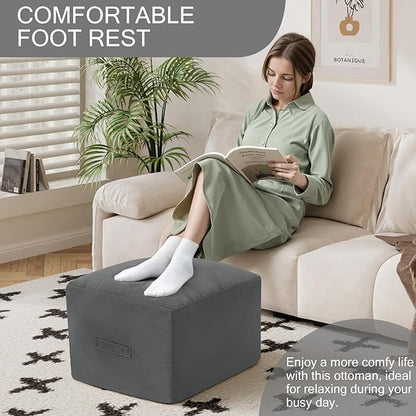 MeMoreCool Square Stuffed Pouf Ottoman Foot Rest, Floor Pouf Foot Stool with Foam Chunk Filling, Soft Stuffed Ottoman Footrest for Living Room