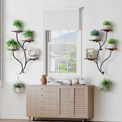 LATIBELL 2 Packs Wall Planters for Indoor Plants 8 Tiered Wall Mount Plant Holder Hanging Planters Wall Decor Living Room Plant Stand Indoor Wall Planter Plant Hanger Window Plant Shelves for Home