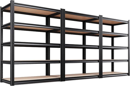 AOAORRG Set of 3 Garage Shelving Heavy Duty Storage Shelves, Metal Adjustable Shelving Unit, Utility Garage Organizer Shelf for Basement, Pantry, Kitchen, Warehouse, 45.6" Wx17.7 Dx71.2 H, Black