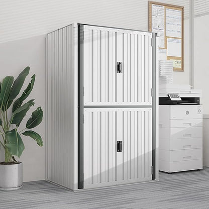 AECOJOY Outdoor Storage Cabinet Waterproof, Large Tall Vertical Outdoor Cabinets Waterproof with Shelves, Lockable Storage Cabinet Metal Storage Shed Weatherproof Garden Sheds & Outdoor Storage White