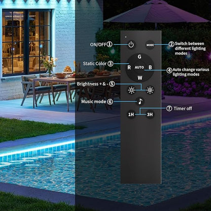 KSIPZE 100ft(2x50ft) Outdoor led Strip Lights Waterproof IP68, RGB Outdoor led Lights with Button & Bluetooth App Control, Music Sync, Timer, Exterior Led Rope Lights for Decor Balcony, Roof