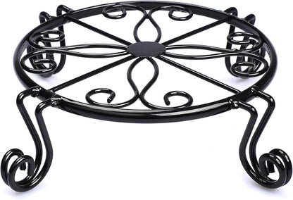 Black Plant Stand for Flower Pot Heavy Duty Potted Holder Indoor Outdoor Metal Rustproof Iron Garden Container Round Supports Rack for Planter Bronze, Pumpkin Stand Outdoor