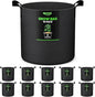 Grow Bags for Potato 5-Gallon: 10 Pack Black 350G Heavy Duty Thickened Fabric Pots with Handles & Labels - Nonwoven Gardening Containers for Growing Plants Vegetable Fruit Tomato Flowers Herbs