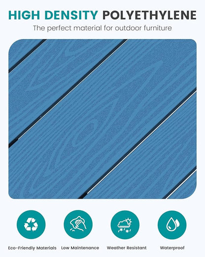 SERWALL 41" Outdoor Bar Table, HDPE Patio Bar Counter Height Table, All Weather Adirondack Outdoor Bar Height Table, Rectangle Patio Bar Table for Outside, Garden, Backyard, Balcony, Poolside, Blue