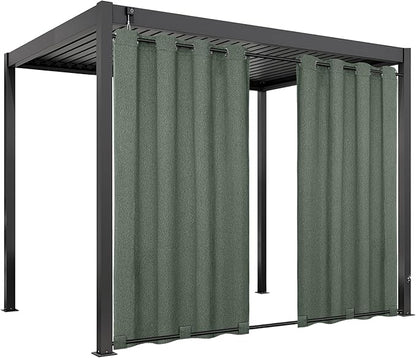 Easy-Going Linen Look Outdoor Curtains Waterproof Windproof Porch Curtains, Soft Thicken Outdoor Privacy Curtains for Patio, Gazebo, Grommet Top and Tab Bottom Drape, 1 Panel, 54x84 inch, Sage Green