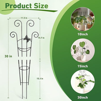 Coomin 32.6in Monstera Plant Support for Indoor Plants, 2P Trellis for Climbing Plants Indoor, Plant Climber Stakes for Potted Plants