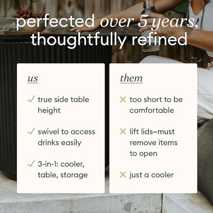 Veradek Outdoor Cooler Side Table - 2 in 1, Black, 21 inch
