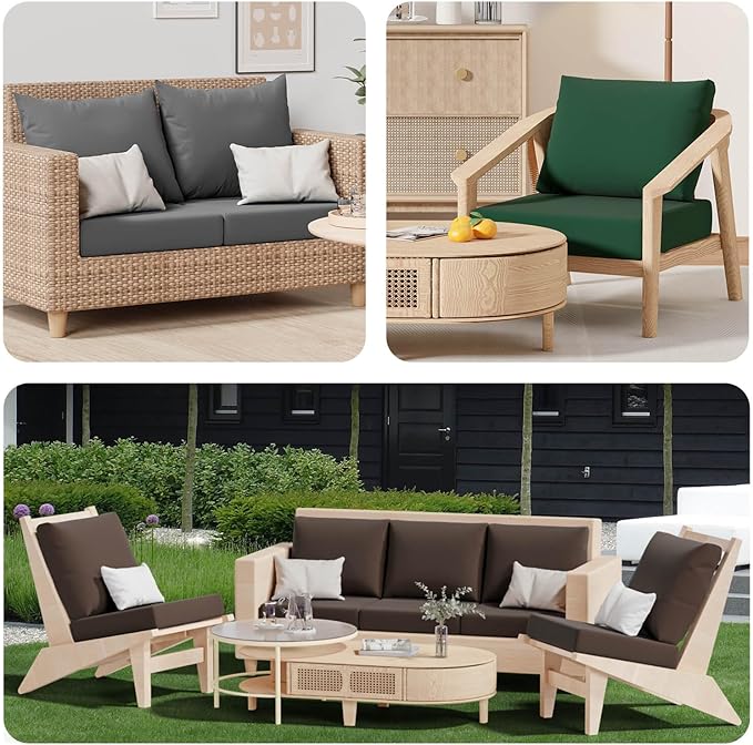Cushion Covers in Dark Green, 8 Pack Stretch Fit Outdoor Use