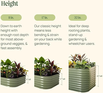 Vego garden 17" Tall 42" Round Raised Garden Bed Metal Raised Bed Planter Box for Vegetables Flowers Patio, Pearl White