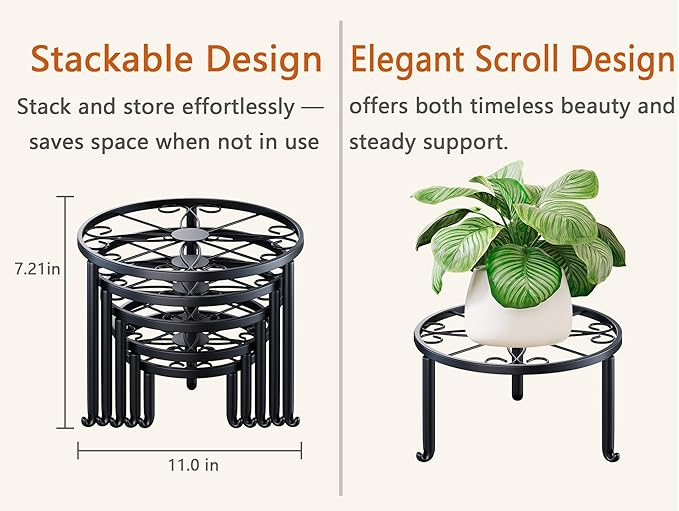 5-Pack Metal Plant Stand for Heavy Potted Plant for Home Indoor and Outdoor Heavy Duty Flower Pot Stands for Multiple Plant for Living Room