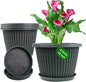 Large-Planter-Indoor-Outdoor Plant Pots, 12 inch 4 Pack Plastic Flower Pots with Saucer And Drainage Holes, Modern Garden Planters For Planting Medium Large Plants, Decorative Resin Garden Pots