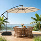 wikiwiki 10ft Patio Umbrella with Base Included, Outdoor Offset Cantilever Umbrella with Sandbag Base for Backyard, Garden and Pool, Easy to Tilt and Crank, Beige