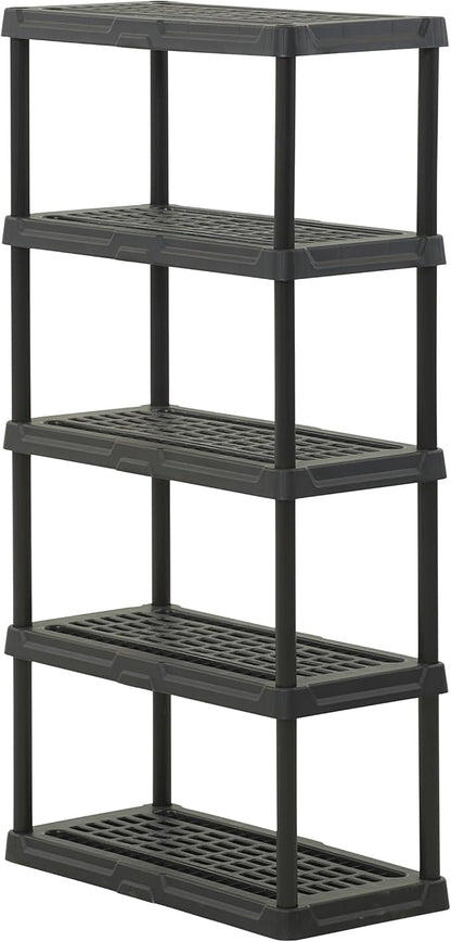 CX 5-Tier Heavy Duty Plastic Storage Shelves that Support up to 150lbs/shelf, Organization and Storage, Weather-Resistant Design, Easy Assembly, Black (72”H x 36”W x 18”D)
